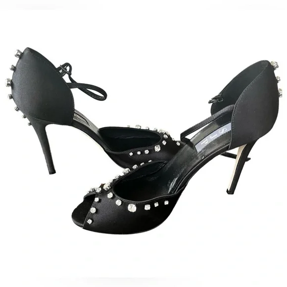 SJP by Sarah Jessica Parker Major 100mm Charcoal Satin Sandals - Picture 5 of 6